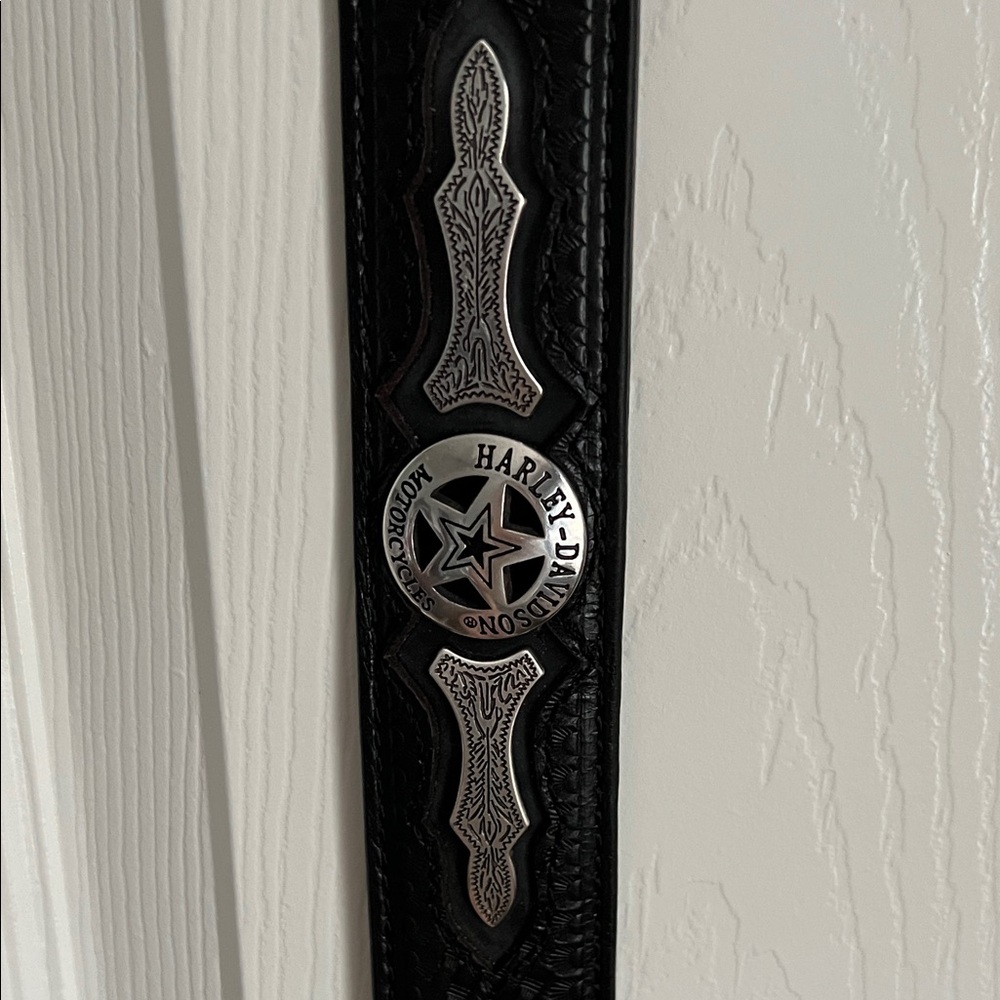 Harley-Davidson Black Leather Belt with Silver Star Conchos